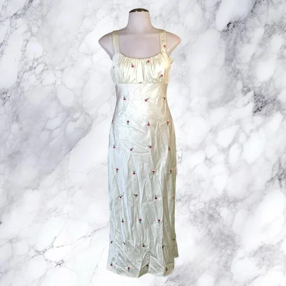 MAJORELLE Eden Midi Dress Ivory & Pink - Picture 2 of 12